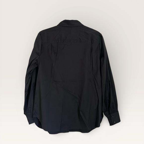 Chico's Black Poplin 3D Appliqué Button Down Shirt with Floral Detail - Picture 7 of 9